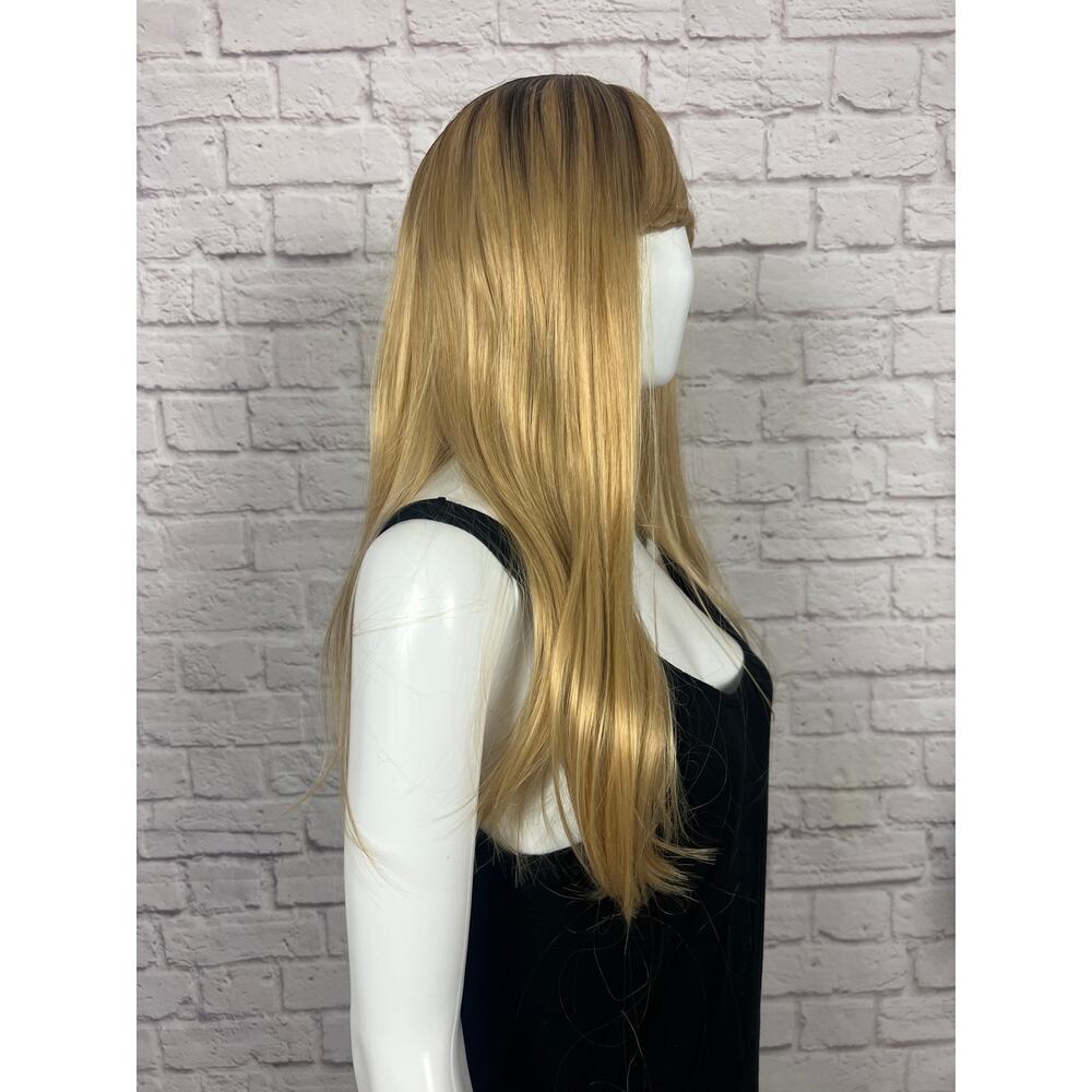 Honey Blonde and Medium Brown Side Bang Lace Front Wig - Picture 4 of 10